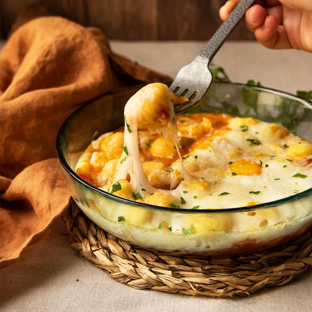 Ñoquis con pisto y huevos en Cecofry