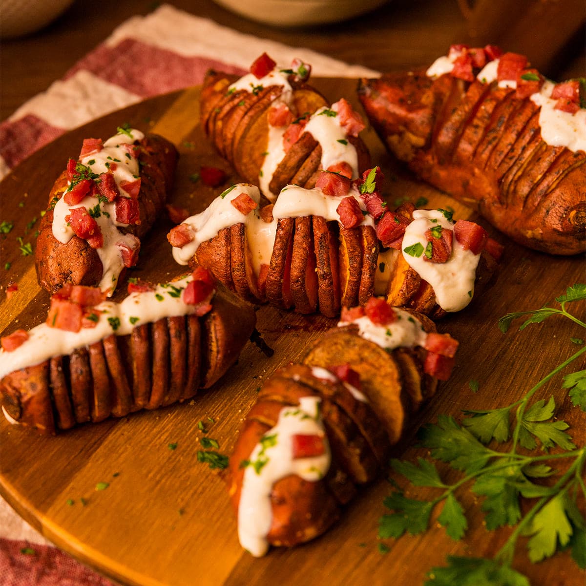 Mini boniatos hasselback en Cecofry Smokin
