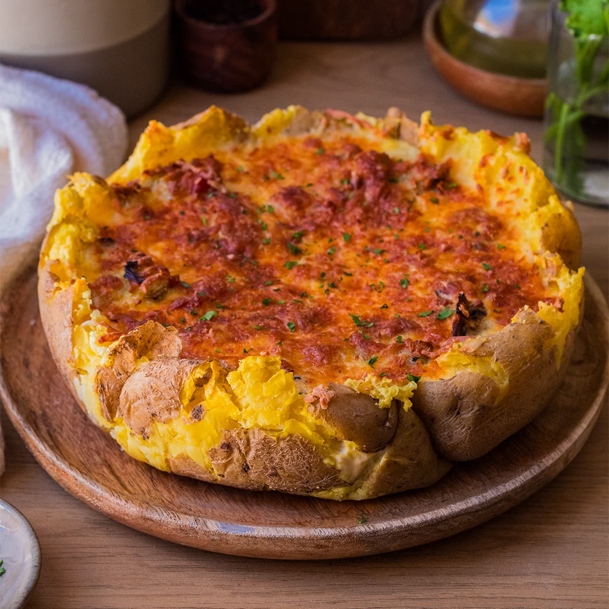 Pastel de patata relleno en Olla GM