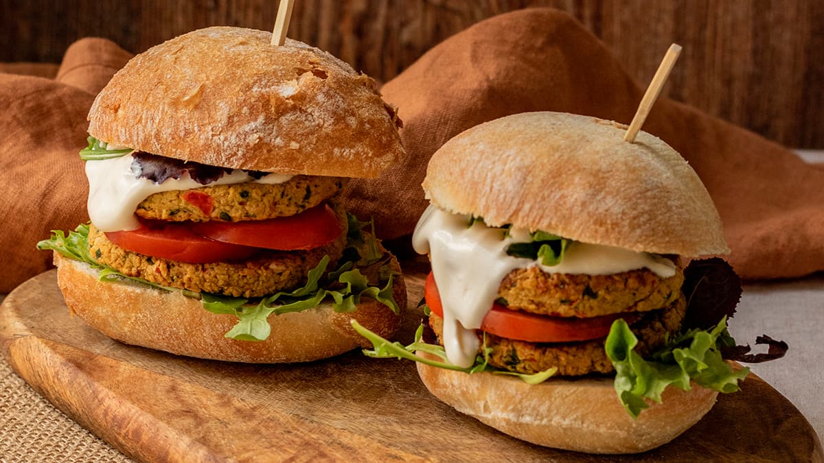 Hamburguesa vegana con soja texturizada en Mambo