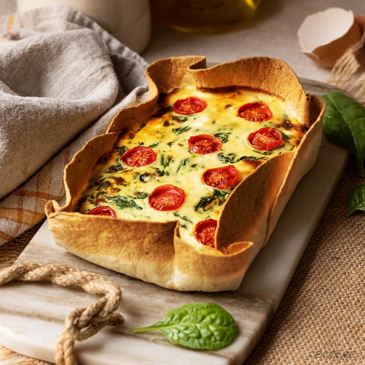 Quiche de espinacas y requesón en Cecofry