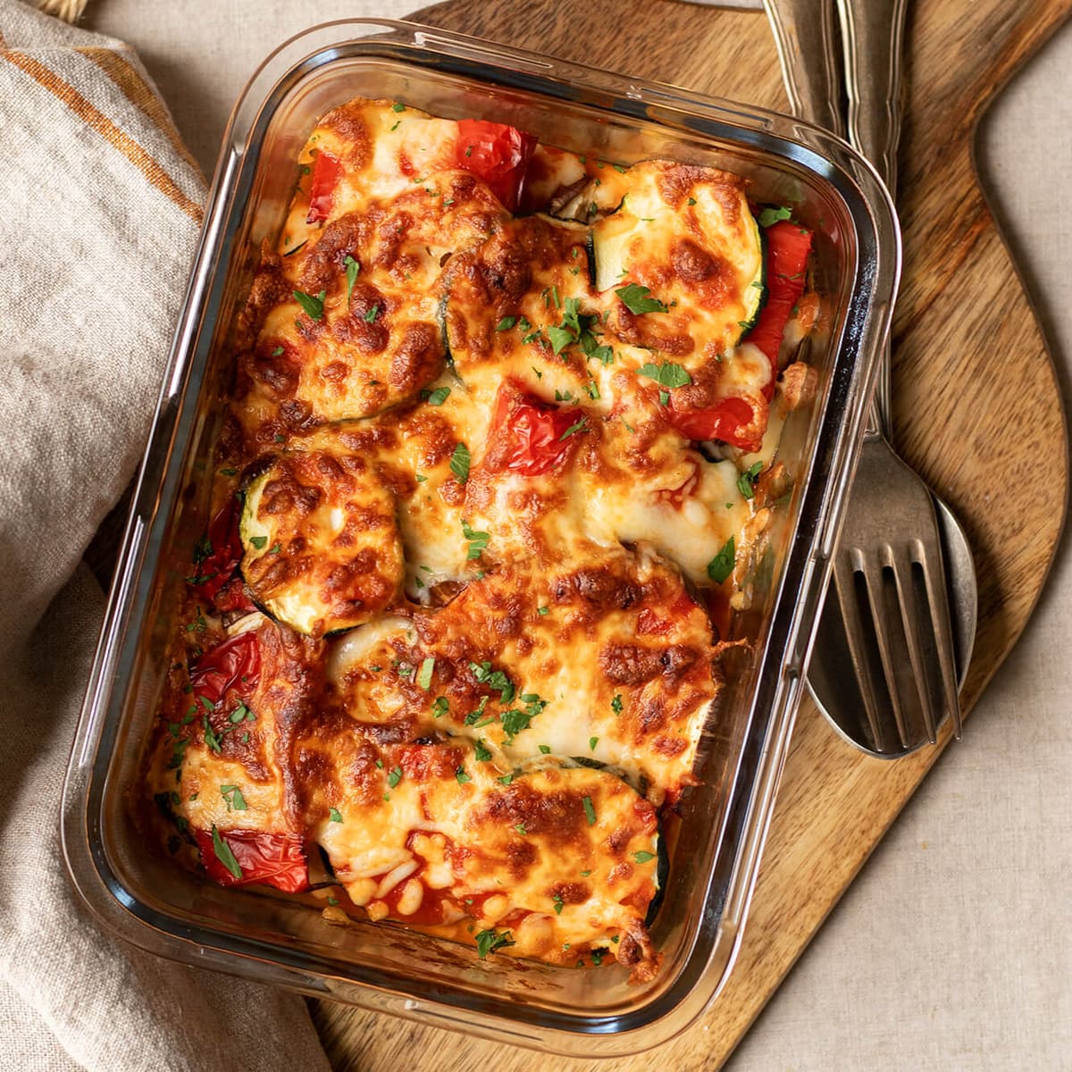 Verduras asadas con provolone en Cecofry