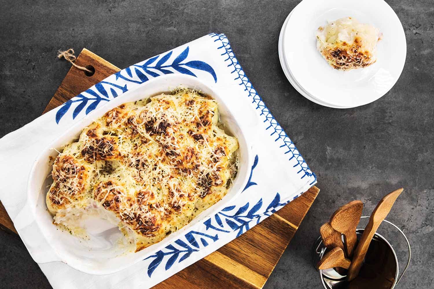 Coliflor con bechamel gratinada en Mambo