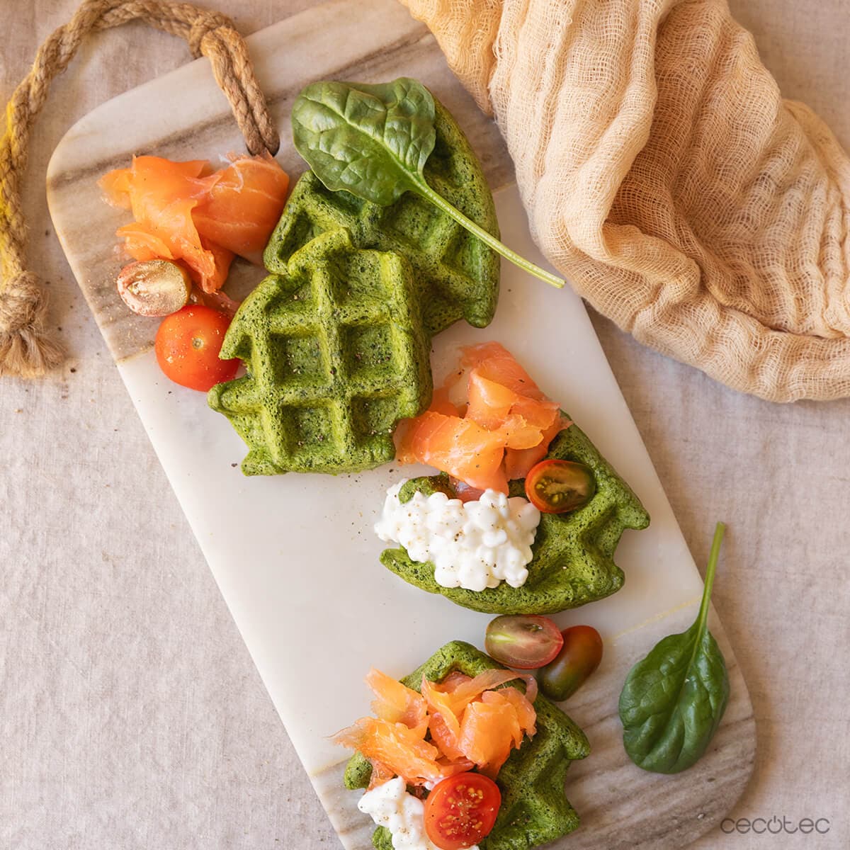 Gofres de espinacas, 3 ingredientes, 5 min en Mambo