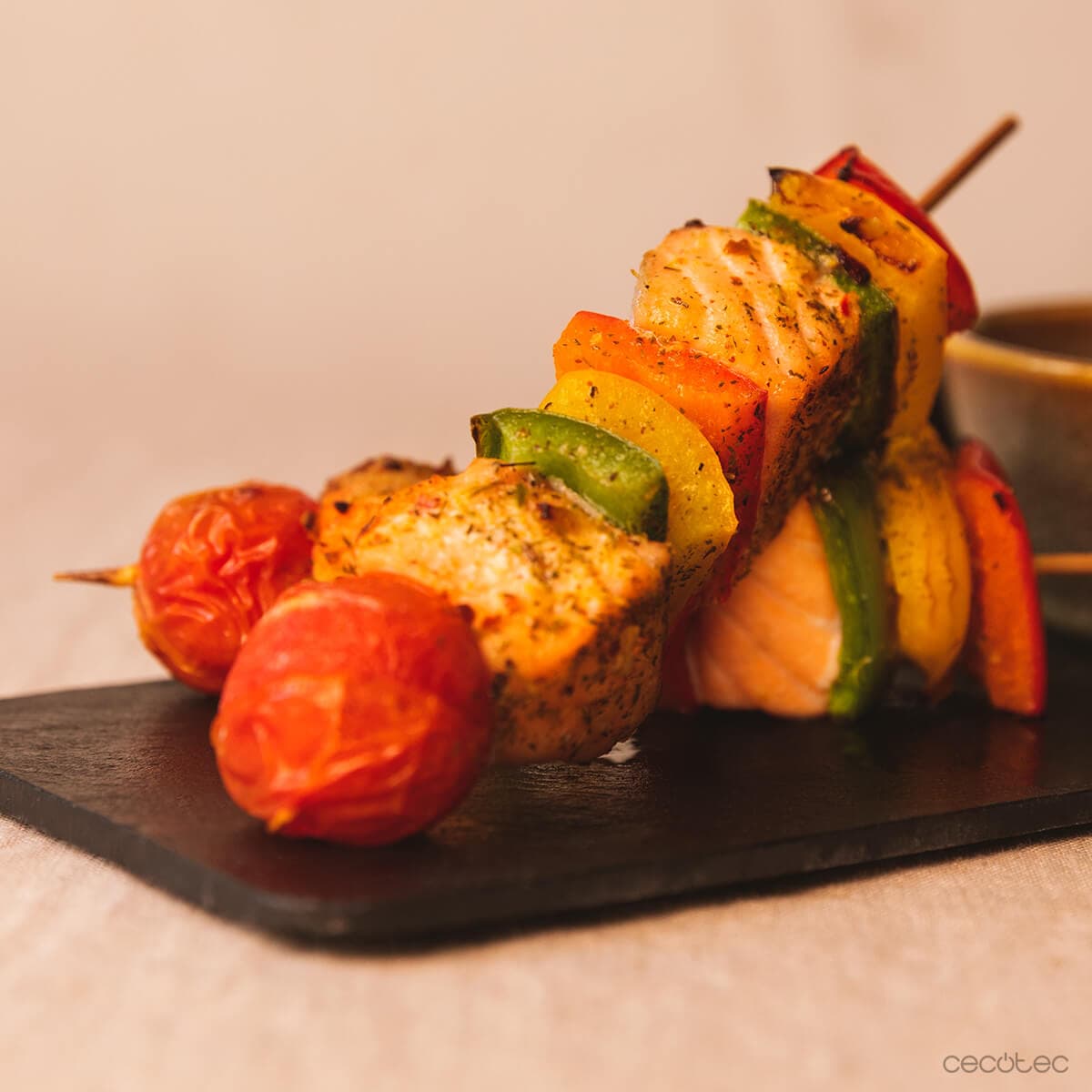 Brochetas de gambas especiadas en Cecofry