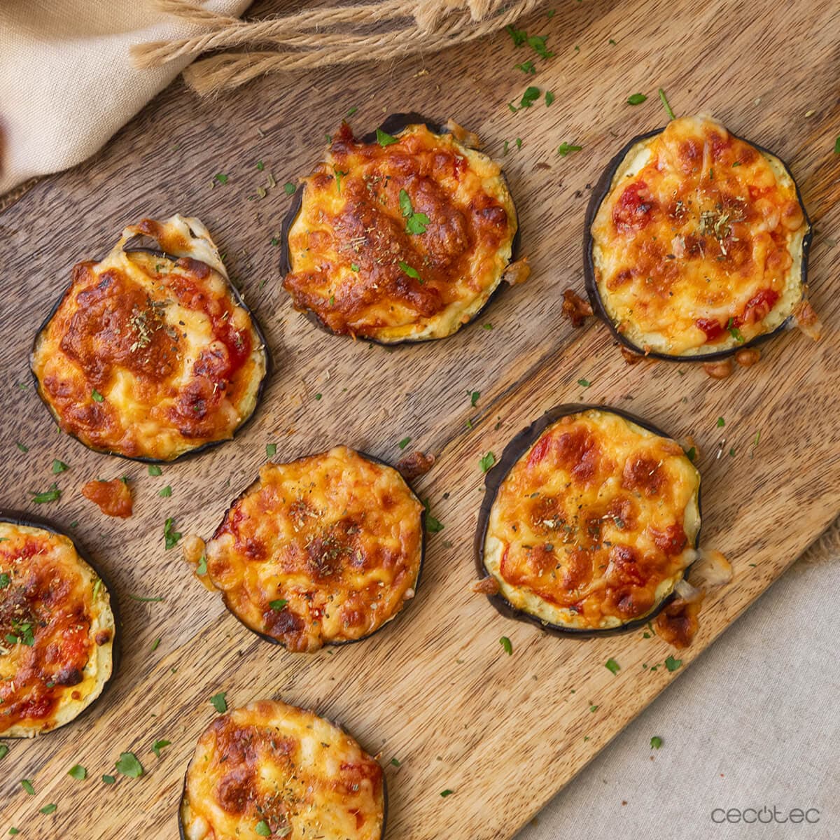 Mini pizzas de berenjena en Cecofry
